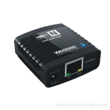 100Mbps Network USB Printer Server with 10/100Base-T Auto-sensing, Easy-to-use